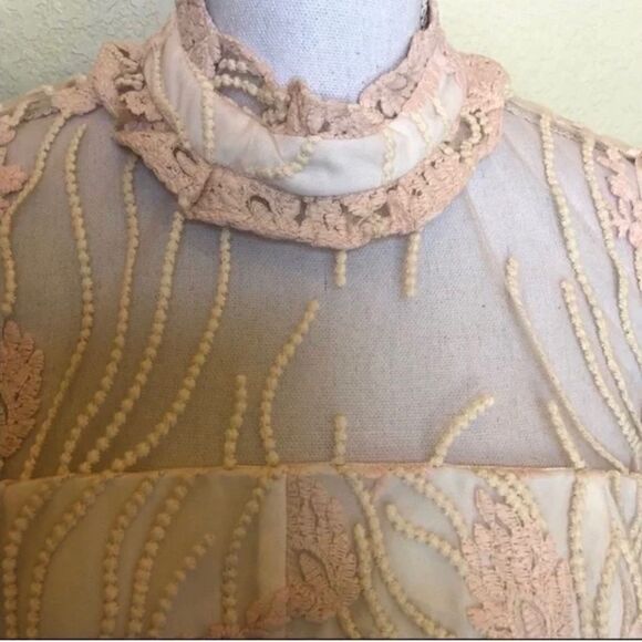 Nanette Lepore Bella Donna embroidery illusion neckline Balletcore minidress - Picture 7 of 16